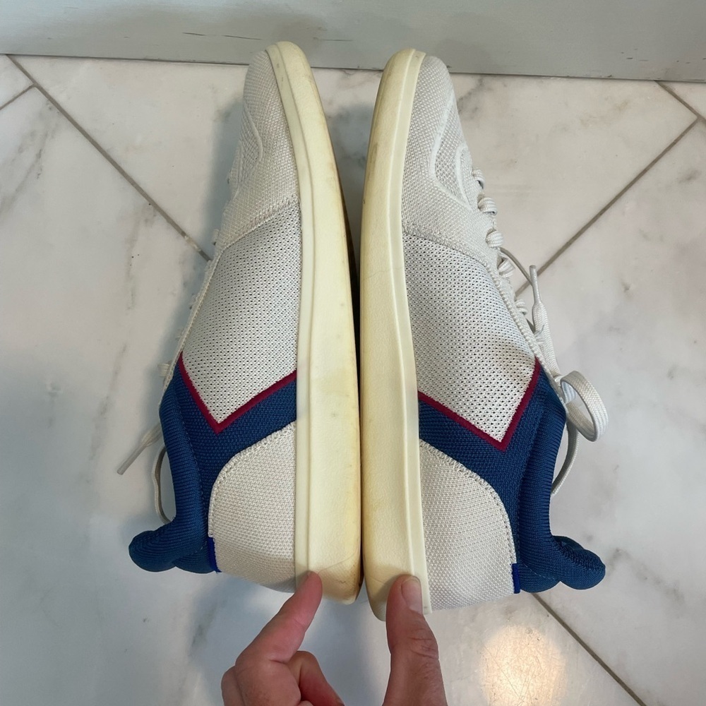 Rothy’s, men’s 10, RS01 off-white blue knit trainer zero drop removable insoles - Picture 7 of 15